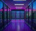 The,Row,Of,Hosting,Server,Racks,Container,With,Pink,Blue