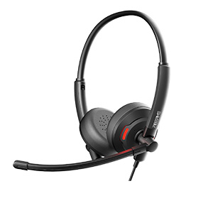 FIBERME FCH7110D DUO USB Headset – 3-Mic AI ENC Call Center