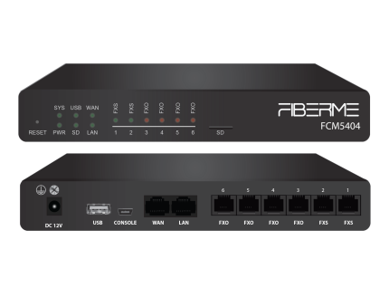 FIBERME FCM5404 VoIP PBX – 60 to 300 Users, 4 FXO & 2 FXS, Dual Ethernet