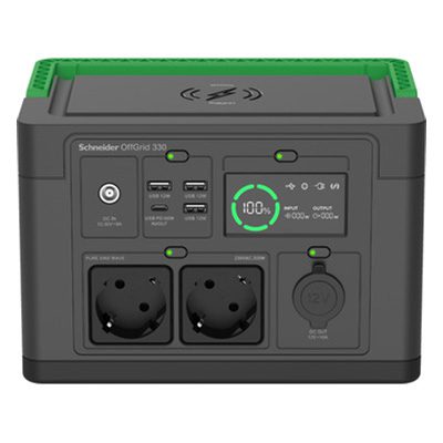 Schneider OffGridPPS500-GR Portable Power Station , 230V, 517Wh Lithium-ion, LCD, 2 CEE 7/3 Schuko outlets, Sinewave, 3 USB-A, 2 USB-C, Wireless Charger