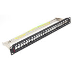 Premium Line 170242402 High Density Shielded 24Port Unloaded Patch Panel for 180° Shielded Die-casting Keystone Jack, 1U, with Cable Management
