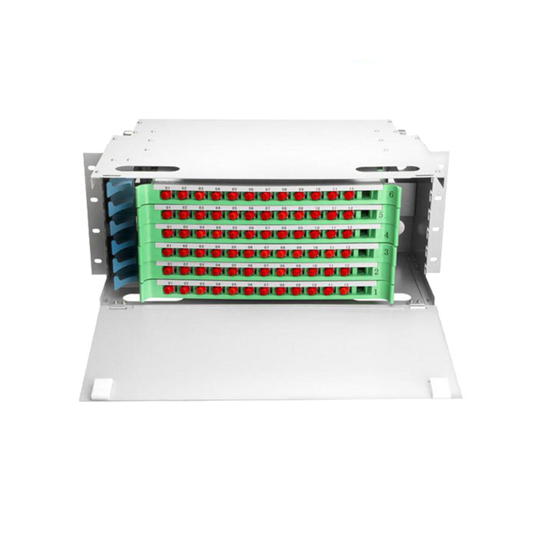 19-Rack-Mounted-ODF-72-Cores Premium Line 19” rack mounted ODF, 72cores, w/ SC/APC SM simplex adapter loaded - Image 1