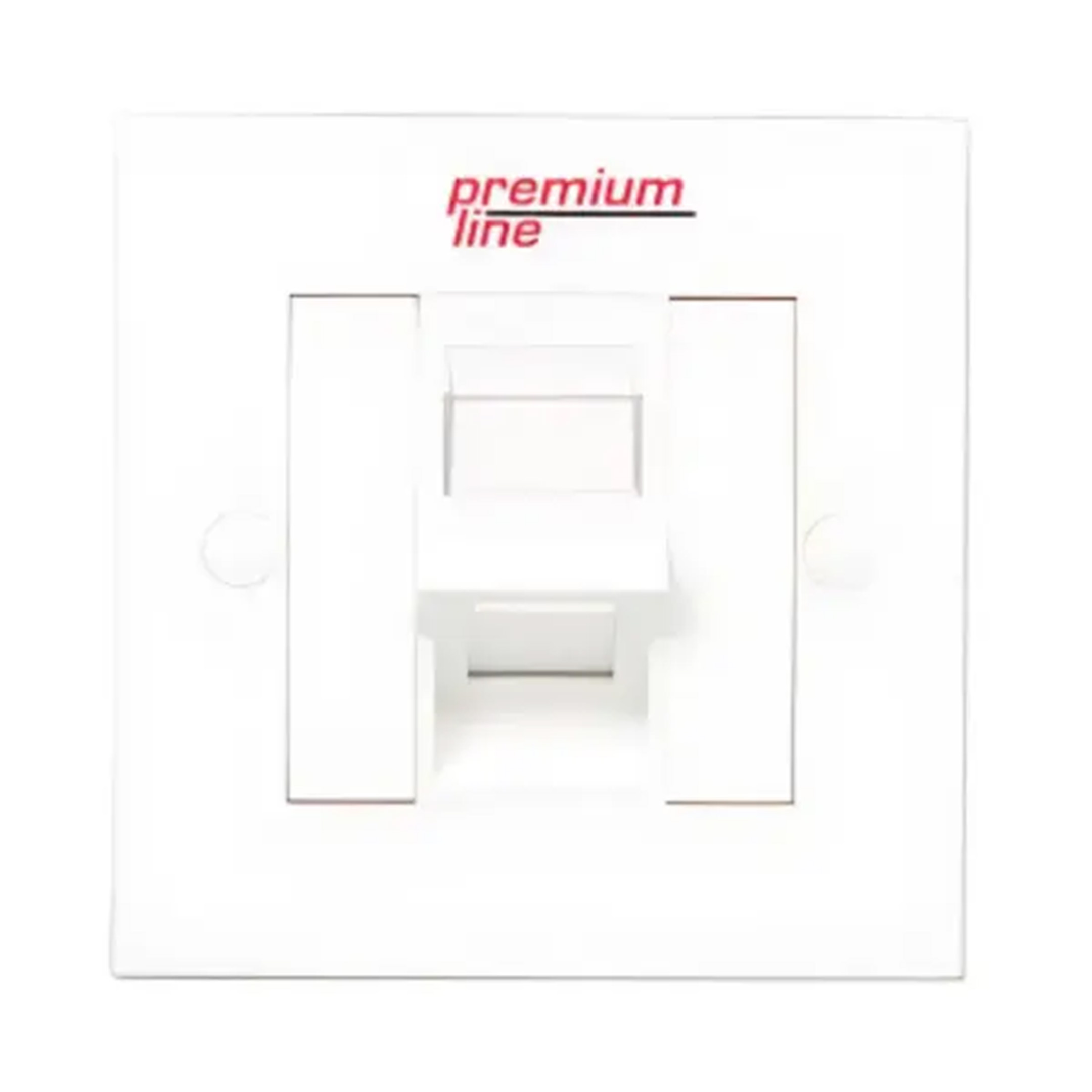 Euro-II-Face-Plate-1-Port-White Premium Line Euro II Face Plate, Right-angle, 90°Entry, 86x86, Snap-In,w/- Shutter, 1-Port, White - Image 1