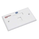 Premium Line USA Face Plate, 90°Entry, 70×115, Integral Molding, Shutter type w/ Icon 1-Port, White