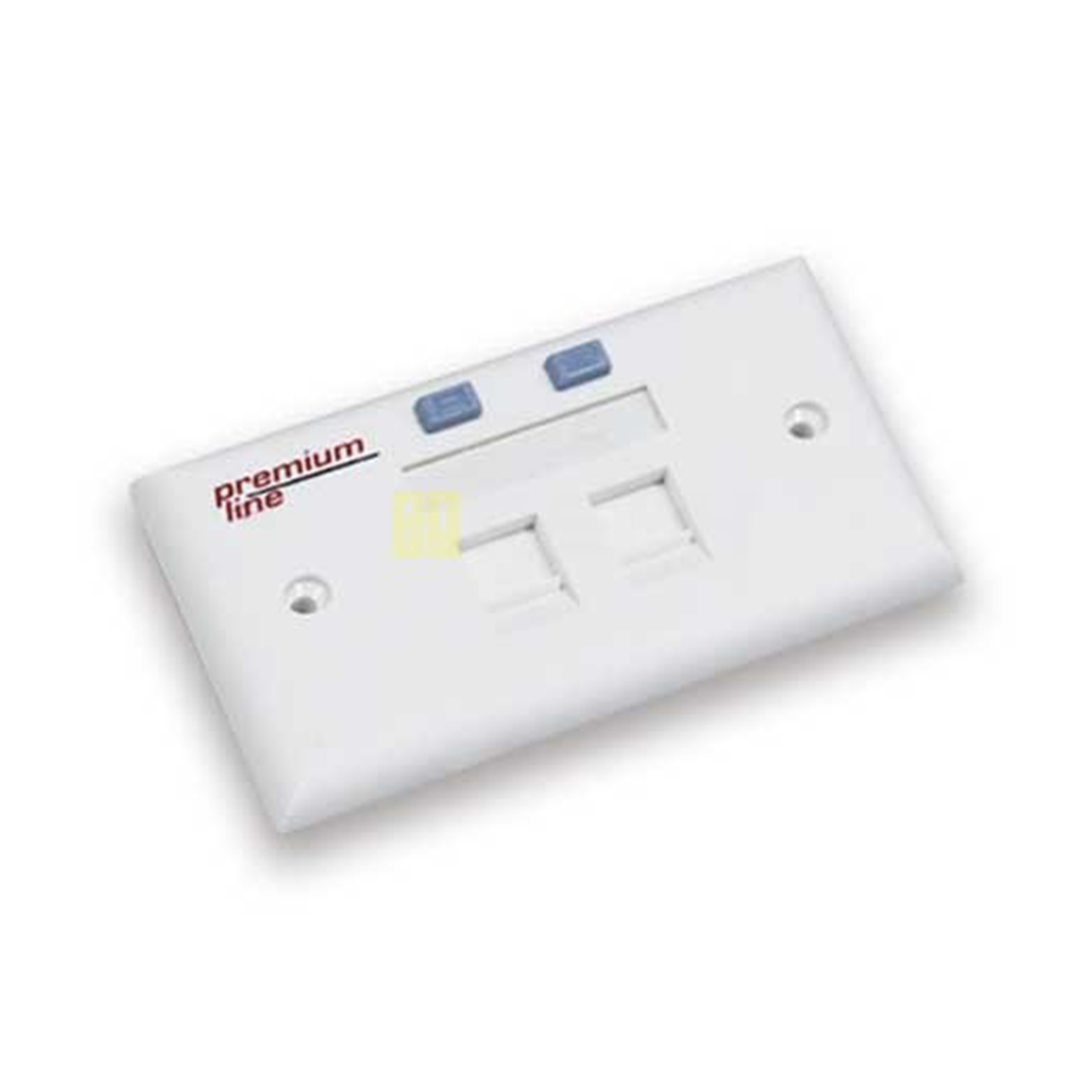 USA-Face-Plate-2-Port-White Premium Line USA Face Plate, 90°Entry, 70×115, Integral Molding, Shutter type w/ Icon 2-Port, White - Image 1